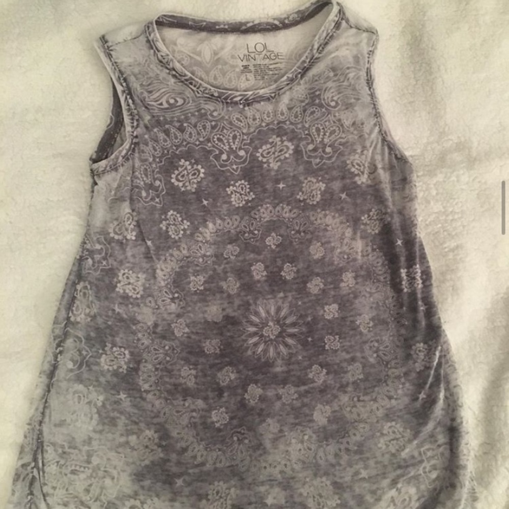 Vintage spiral design grey tanktop